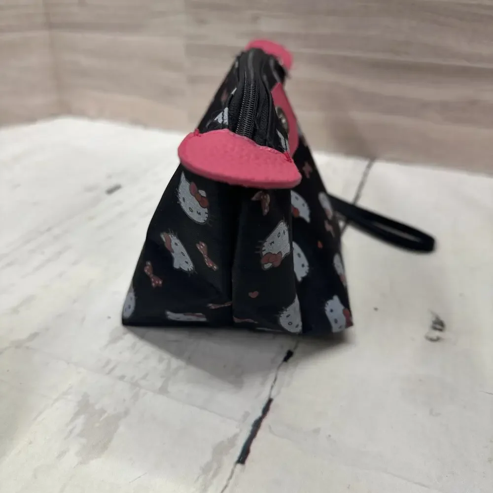 Black Hello Kitty Wristlet Style Bag Waterproof Material Makeup